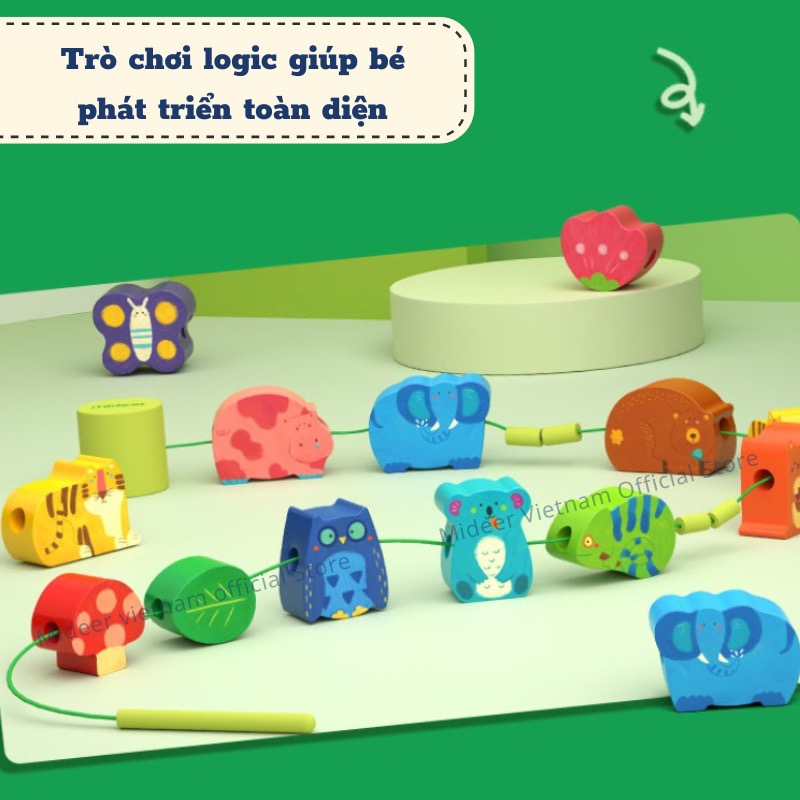 Đồ chơi gỗ xâu hạt tư duy logic Mideer lacing Beads