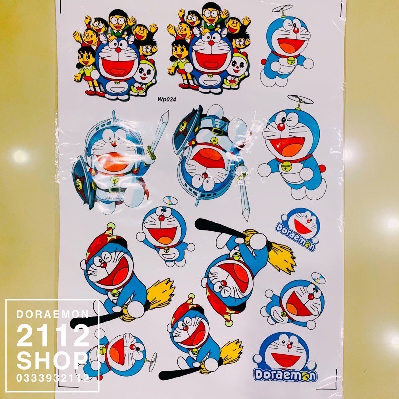 tem xe, tem dán, Sticker decal dán xe dán tường DORAEMON 60cm x 40cm