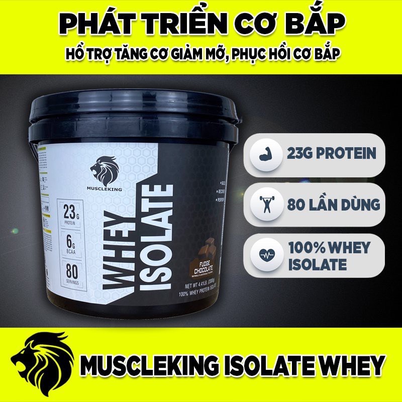 Sữa Tăng Cơ Whey Isolate 2 kg ( tặng shaker ) Muscleking
