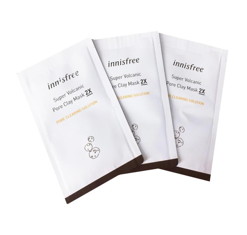 Combo 3 Sample Mặt Nạ Tro Núi Lửa Trị Mụn Đầu Đen, Chăm Sóc Lỗ Chân Lông Innisfree Super Volcanic Pore Clay Mask 2X