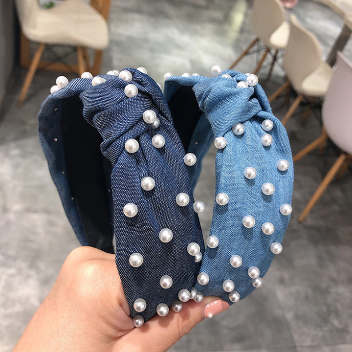 Cài tóc nữ đính hạt thới trang cài tóc turban cài tóc bản lớn
