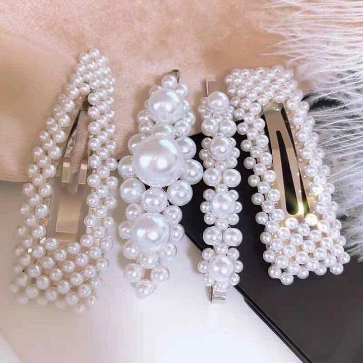 Set 4 Kẹp Tóc Mái Đính Ngọc Trai