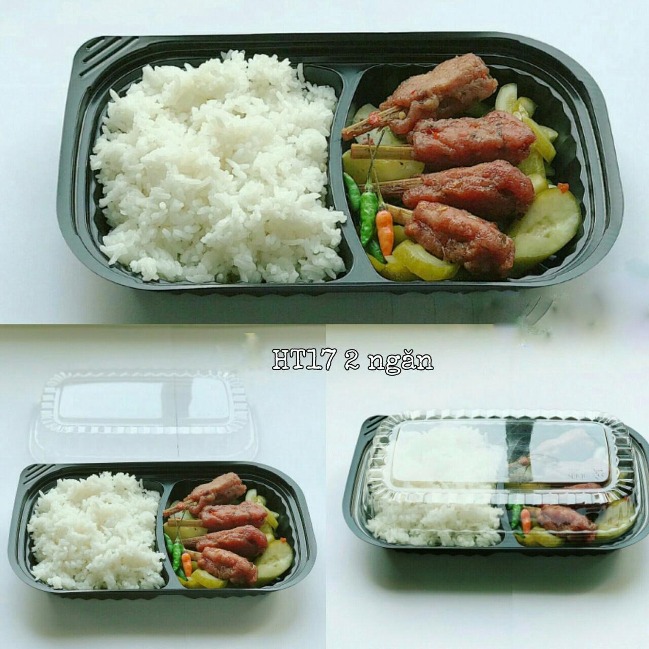 [HCM]HỘP CƠM ĐẾ ĐEN 2 NGĂN HT17 (THÙNG  500 BỘ)