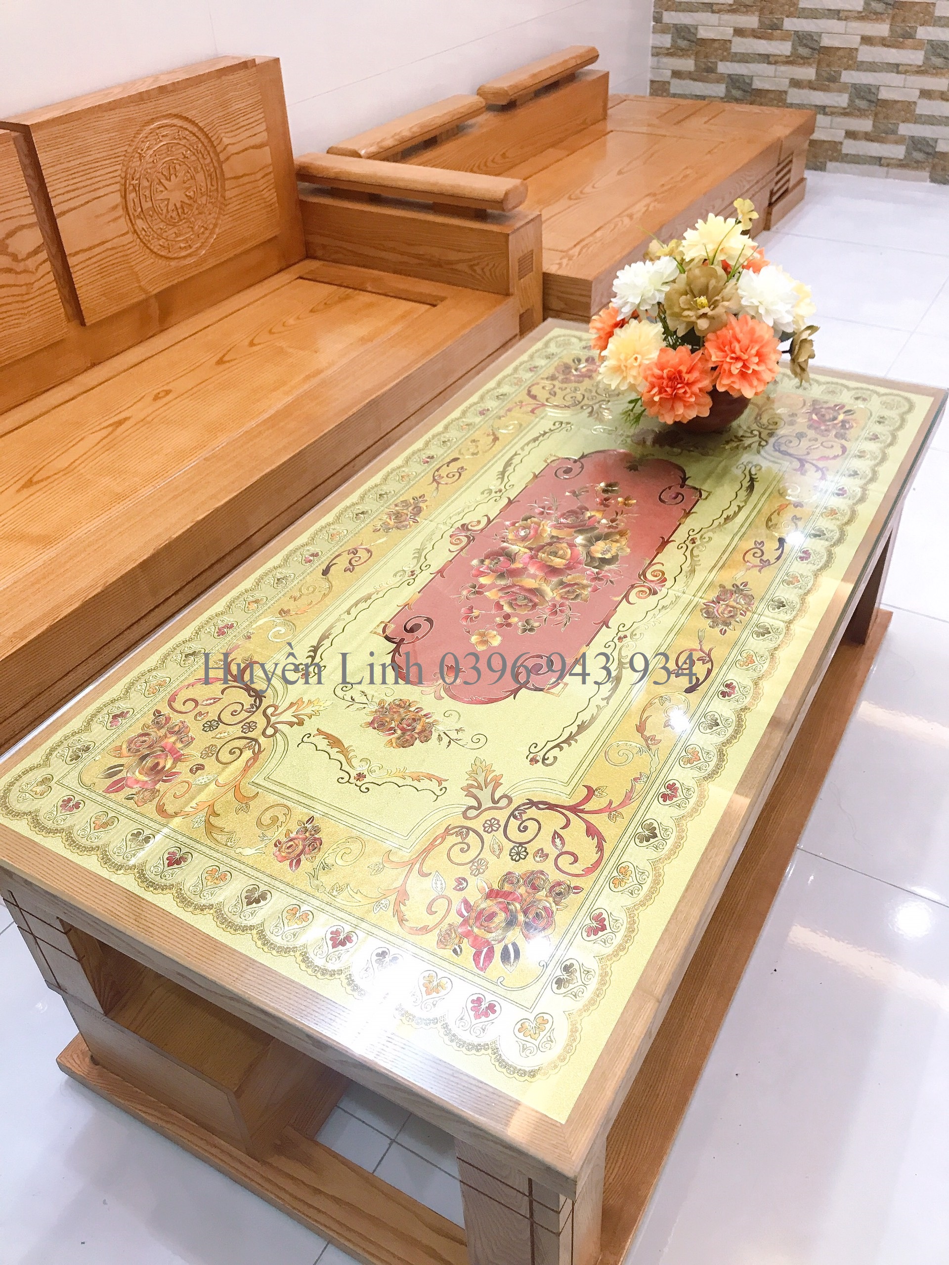 Khăn trải bàn 3D hoa văn đẹp mắt 60*120cm