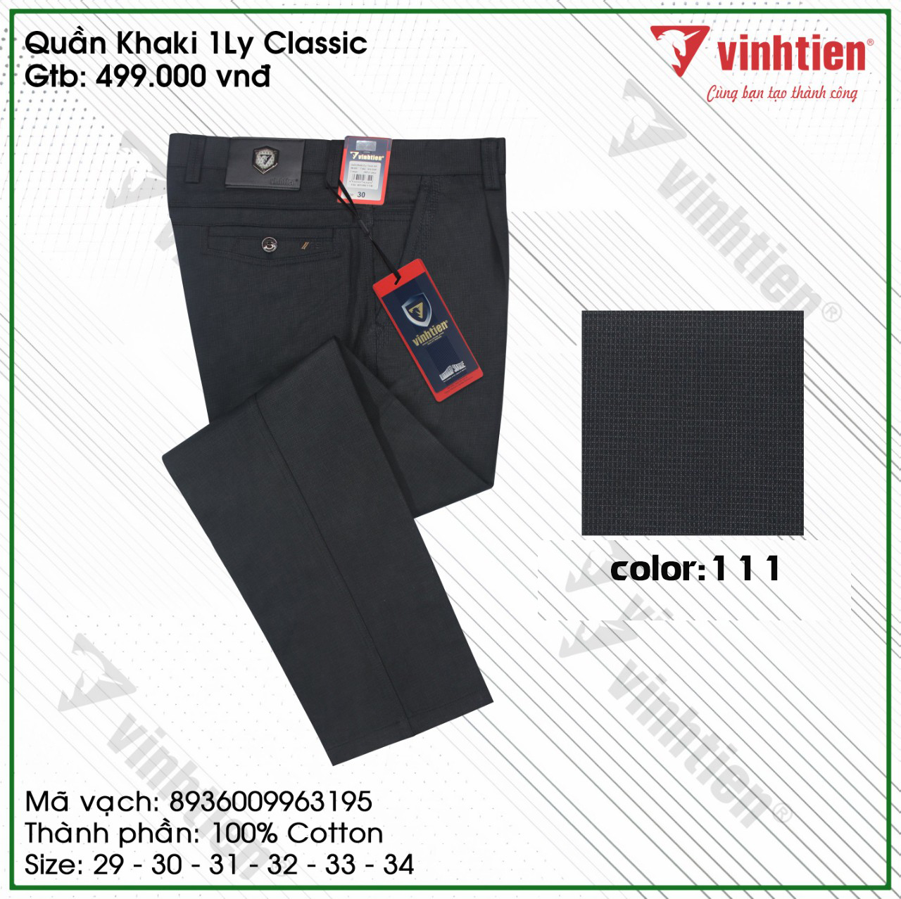 Quần Kaki Nam Trung Niên Vĩnh Tiến QKK469 Có Size Lớn