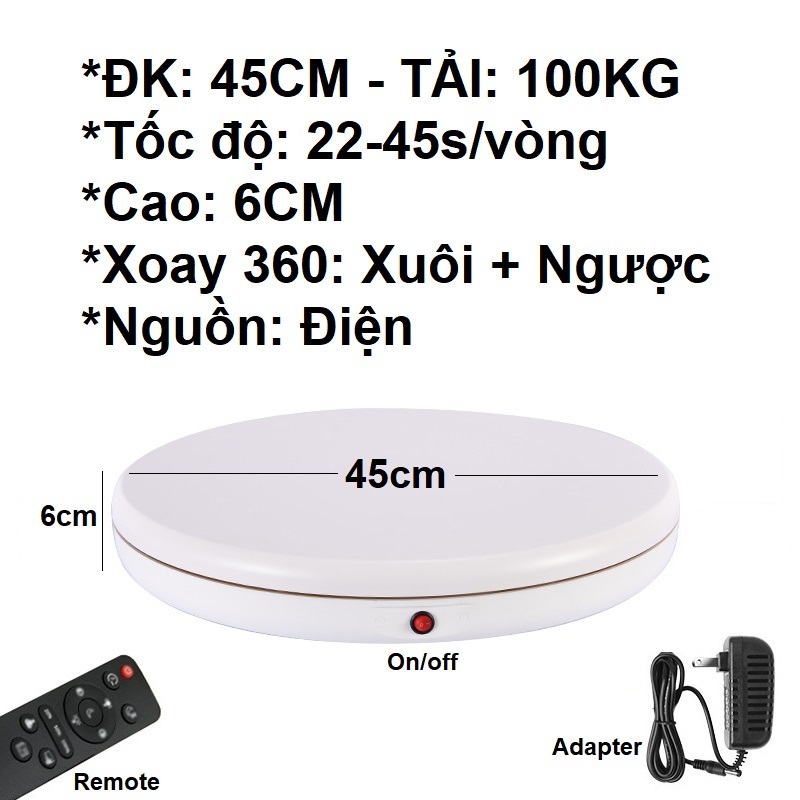 Bàn xoay, đế xoay 360, size 50CM, 52CM, tải 100-200KG, dùng để xoay người mẫu, có remote tùy chỉnh tốc độ, dùng ĐIỆN