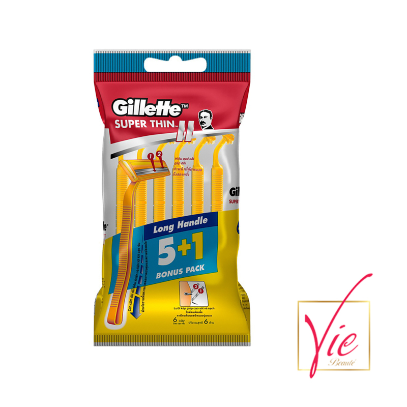 Dao CạoRâu Gillette Cán Vàng Túi 5 + 1 Cái - Dao Cạo Gillette Super Thin II