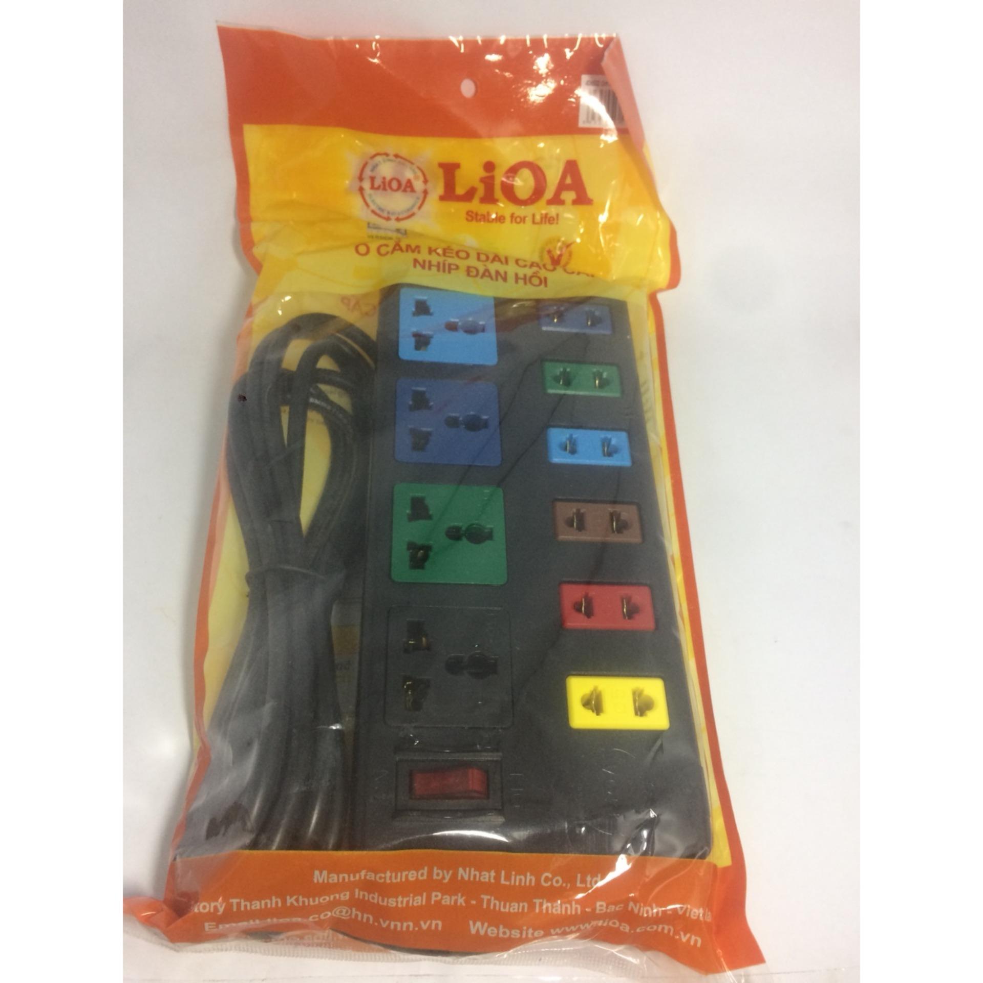 Lioa 10-Outlet Multi-Purpose Power Socket with 3m or 5m 2200W Combination (4D6S or 4D6Sn) Black - New Generation