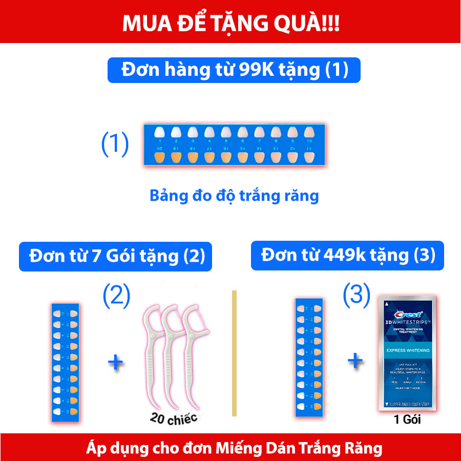 Combo 7 gói miếng dán + 1 đèn led