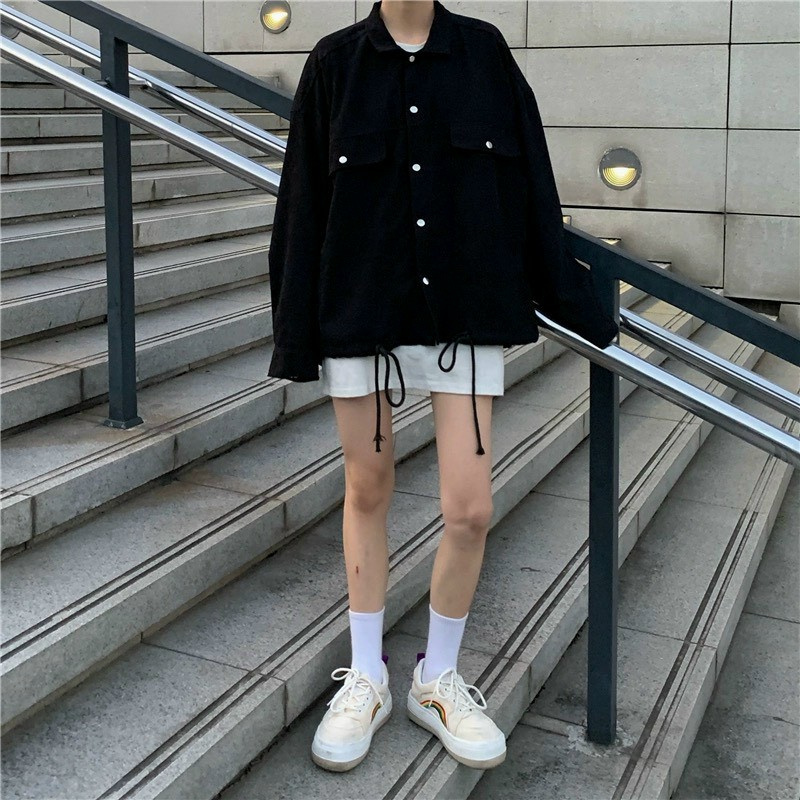 Áo sơ mi nhung tăm- áo khoác sơ mi nhung tăm dáng rộng ulzzang TP800