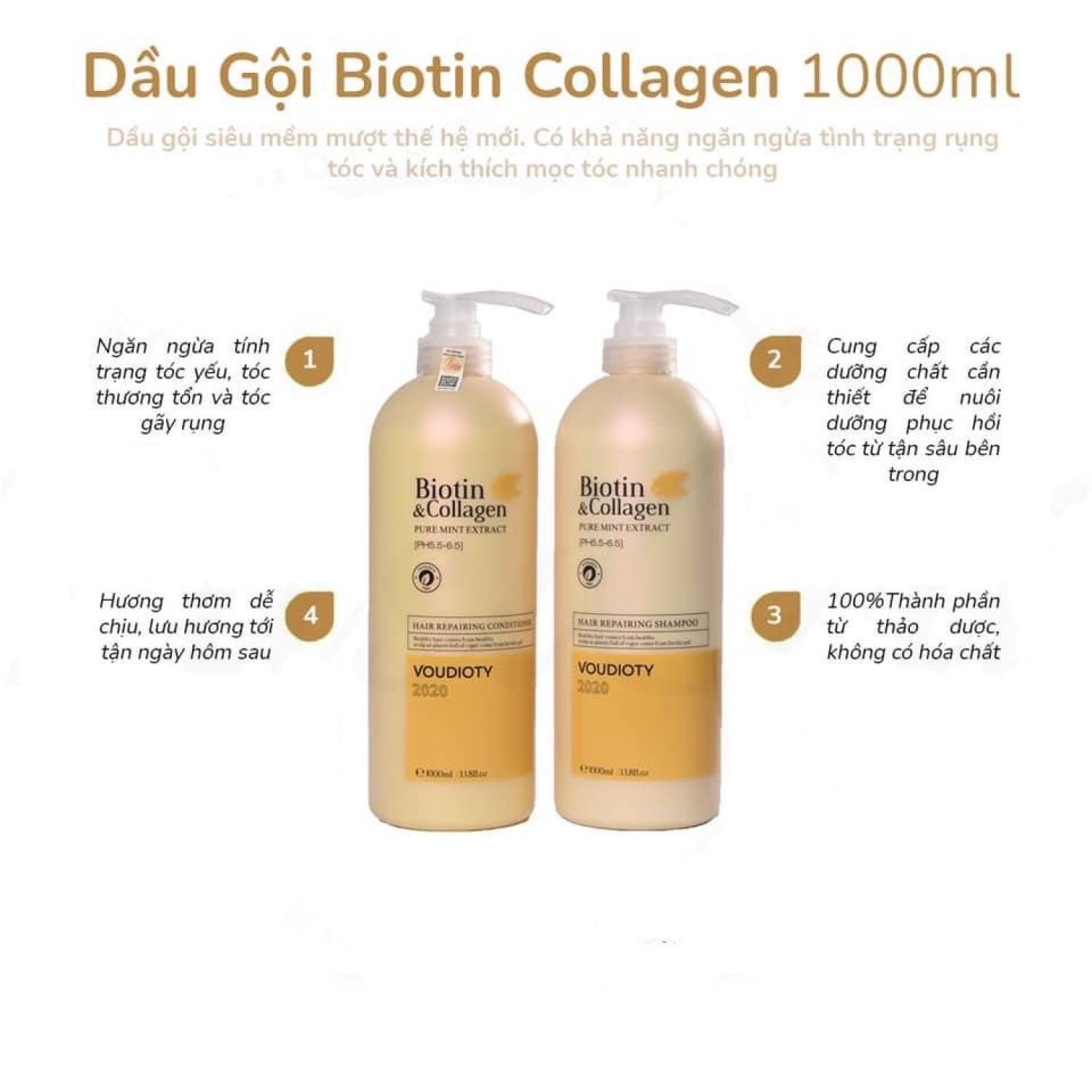 CẶP GỘI VÀ XẢ BIOTIN COLLAGEN 1000ml