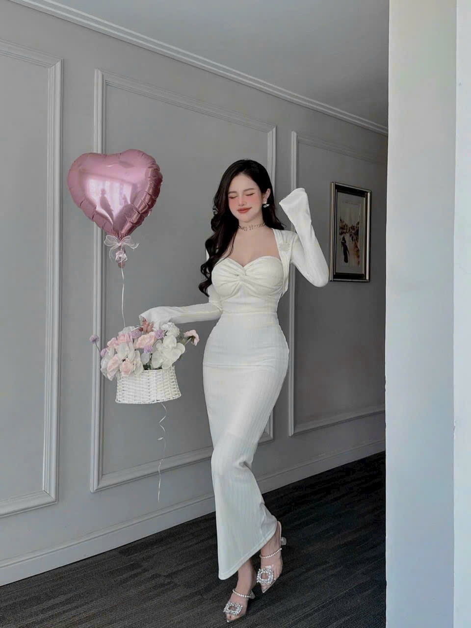 Đầm body kèm áo khoác TRIPBLE T DRESS chất thun gân QC siêu xinh - Free size - MS135HD