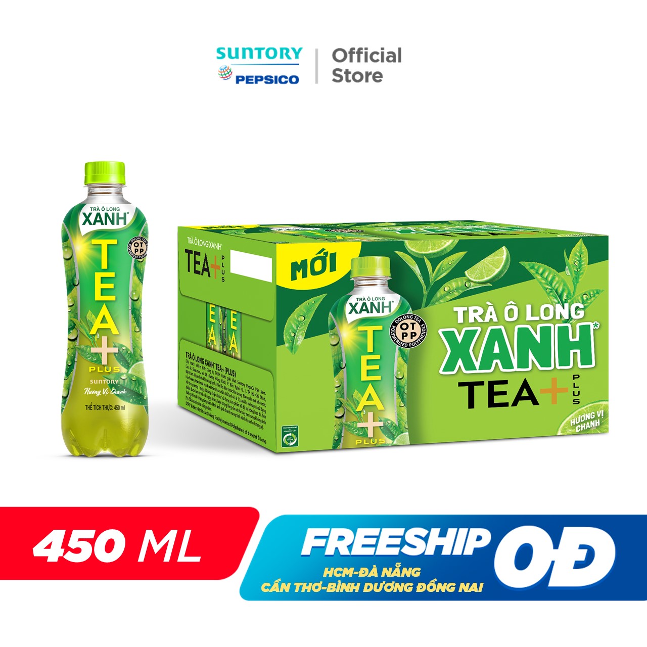 [Sale 25.10-Vc 12%] Box of 24 Bottles of Green Oolong Tea Tea+ (450Ml/Bottle)