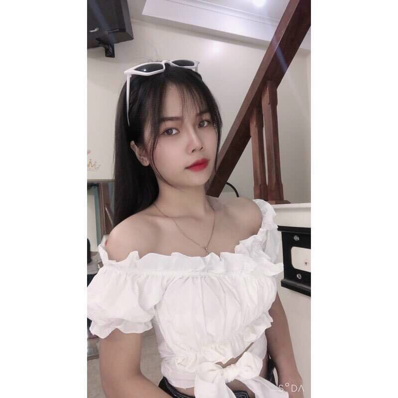 ÁO KIỂU ĐAN DÂY EO NHÚN BÈO CỔ V TU