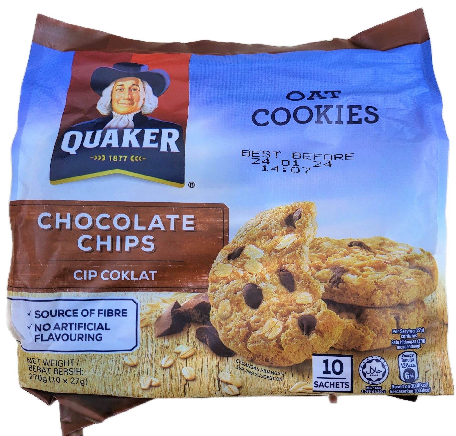 Hsd 16/10/2024 / quaker bánh quy yến mạch sô cô la chocolate chips oat cookies