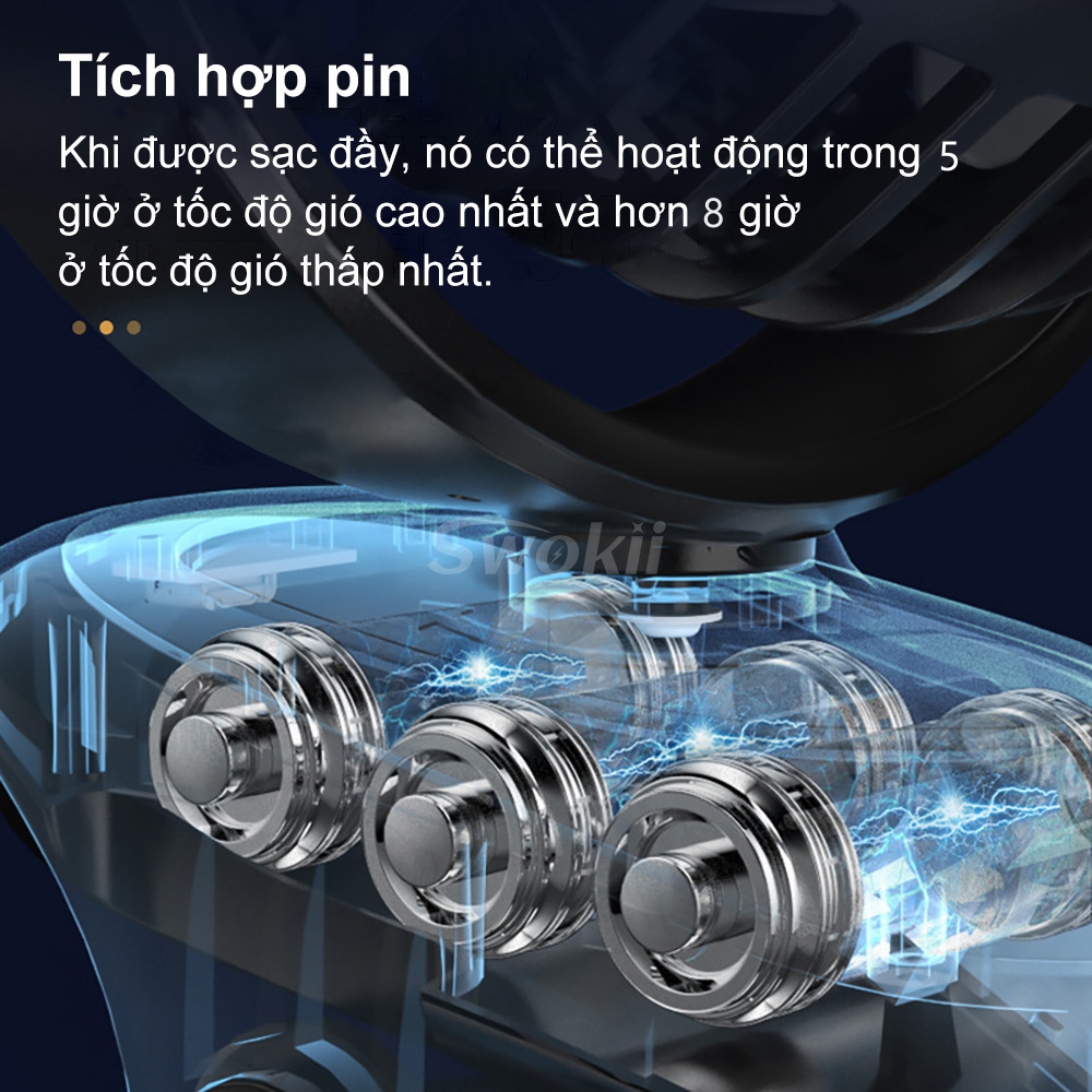Swokii N33 quạt tích điện, quạt tích điện mini 12 tiếng, quạt mini siêu mạnh với màn hình kỹ thuật số, 5 tốc độ gió có thể điều chỉnh, Dành cho Văn phòng/Ký túc xá/Phòng ngủ/Xe đẩy