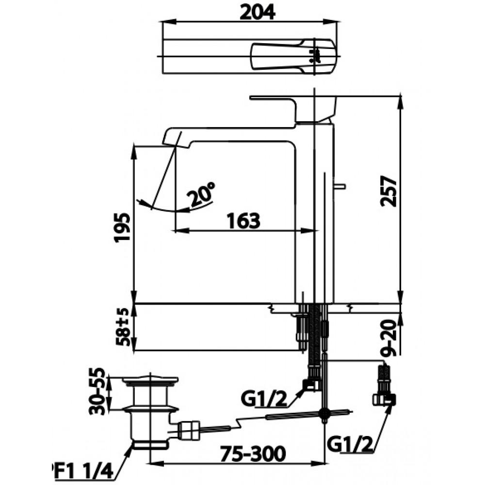 Vòi Lavabo Nóng Lạnh Thân Cao Cubic