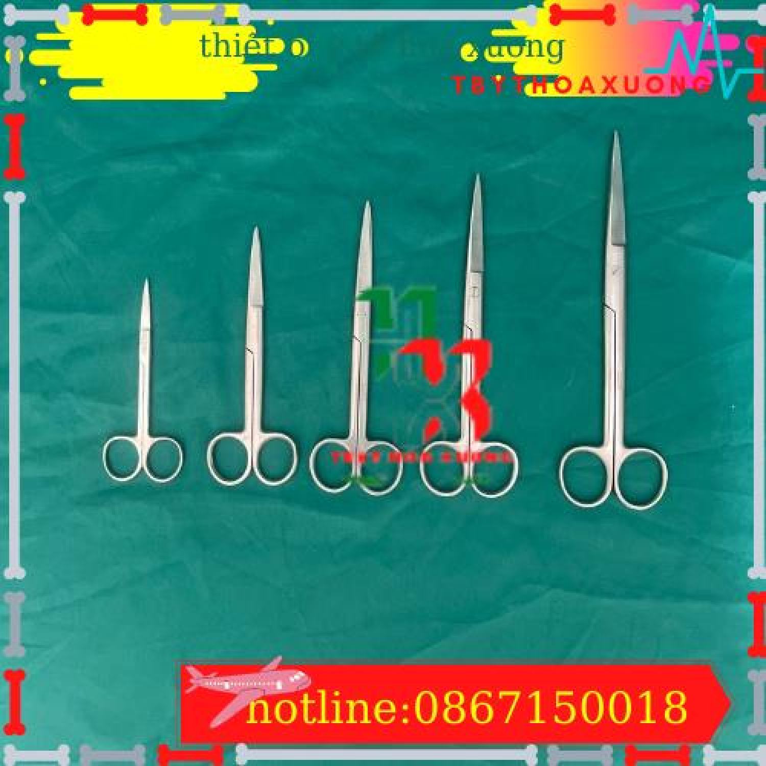 [Hàng Chính Hãng Parkistan] Kéo Y Tế Thẳng Nhọn 18cm- Kéo Cắt Chỉ