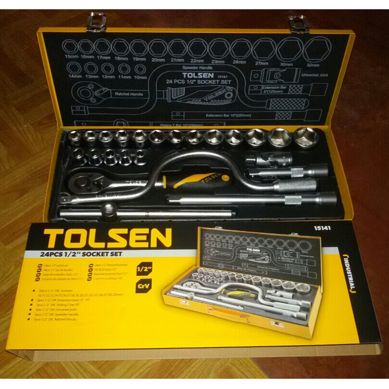 Bộ Đầu Típ 24 Món Tolsen 15141 (1/2'') - Vàng