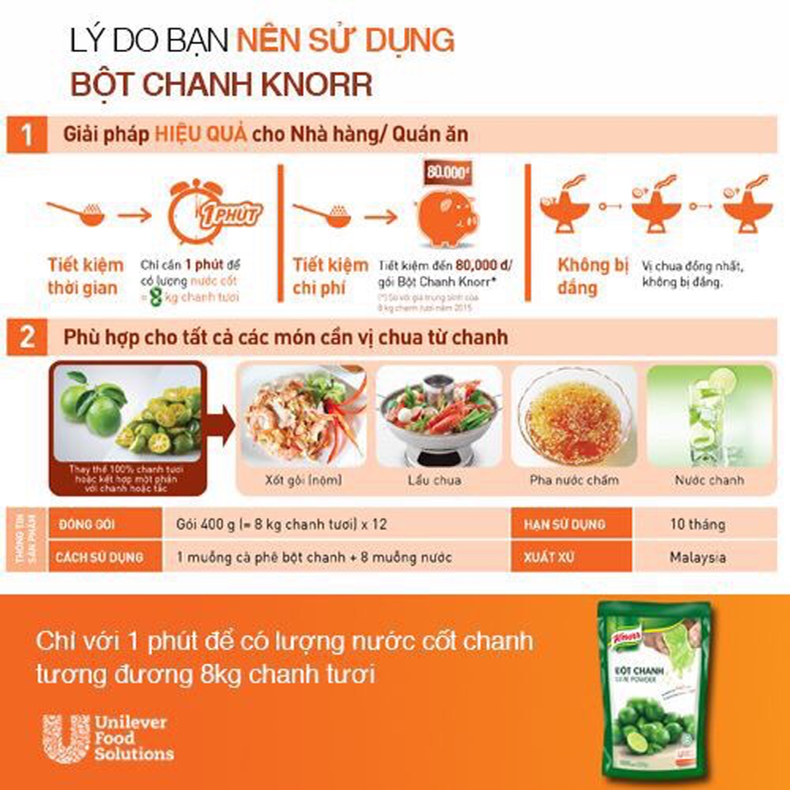 (MẪU MỚI) Bột chanh Lime Powder Knorr gói (400g)