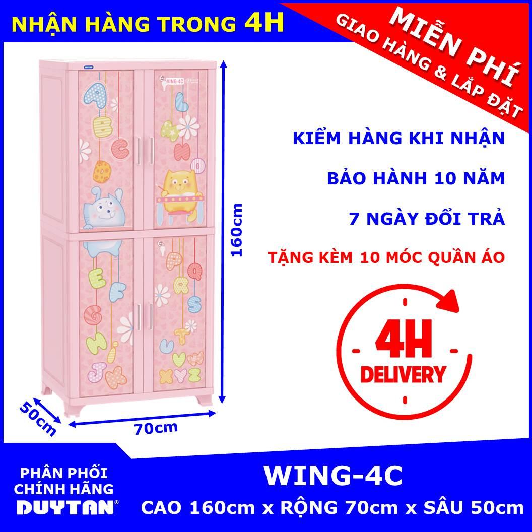 Tủ nhựa Duy Tân 2 buồng treo quần áo WING-4C tặng kèm 10 móc treo quần áo Duy Tân