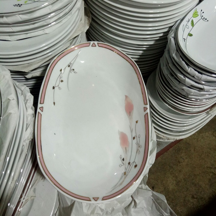 (Cam kết đổi trả khi bể vỡ) Đĩa xoài hoa lan hồng 1012 sứ chuan kuo nhập khẩu cao cấp