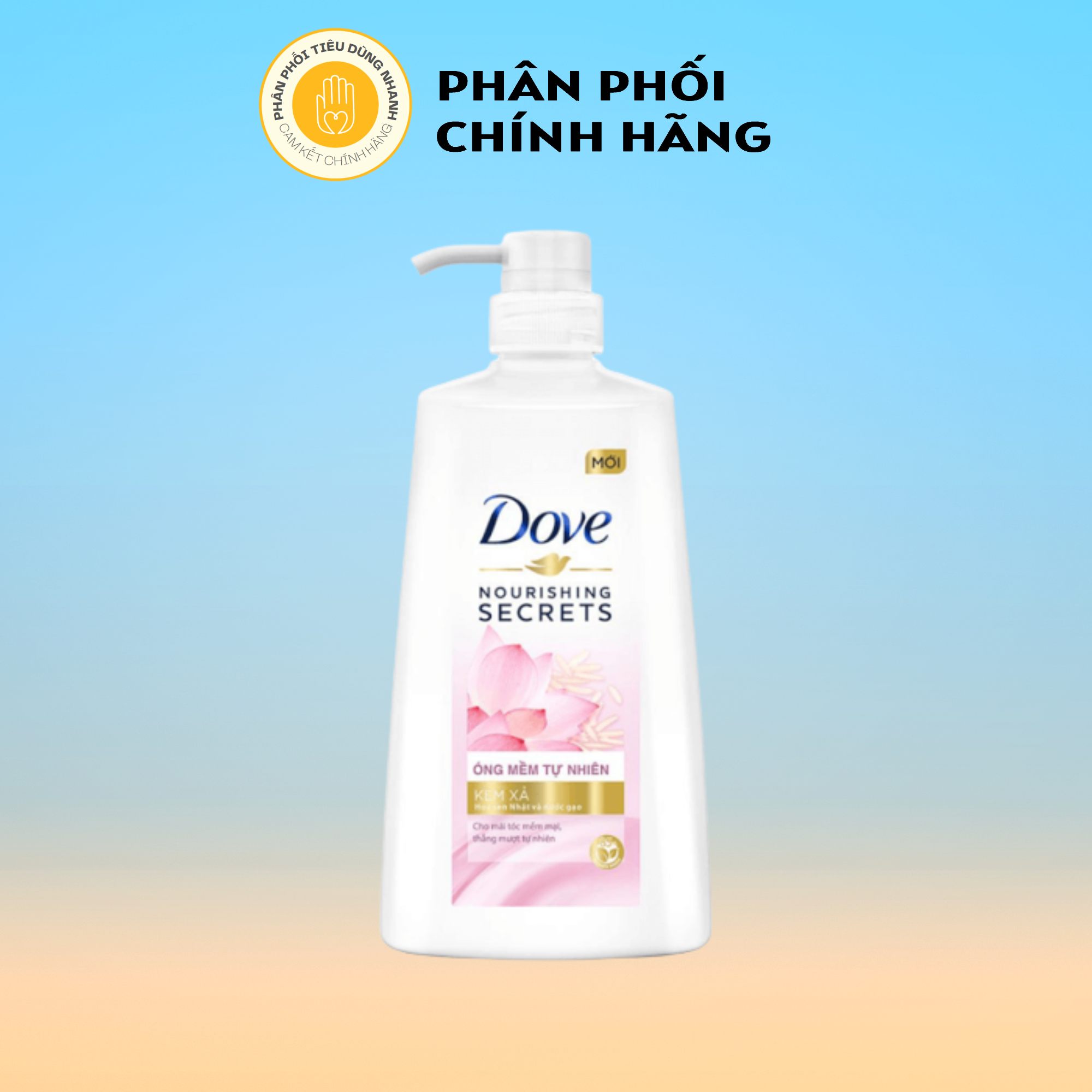 Kem Xả Dove Óng Mềm Tự Nhiên Hoa Sen Nhật Và Nước Gạo 610g