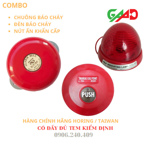 PCCC Combo Chuông báo cháy + Đèn báo cháy + Nút ấn khẩn