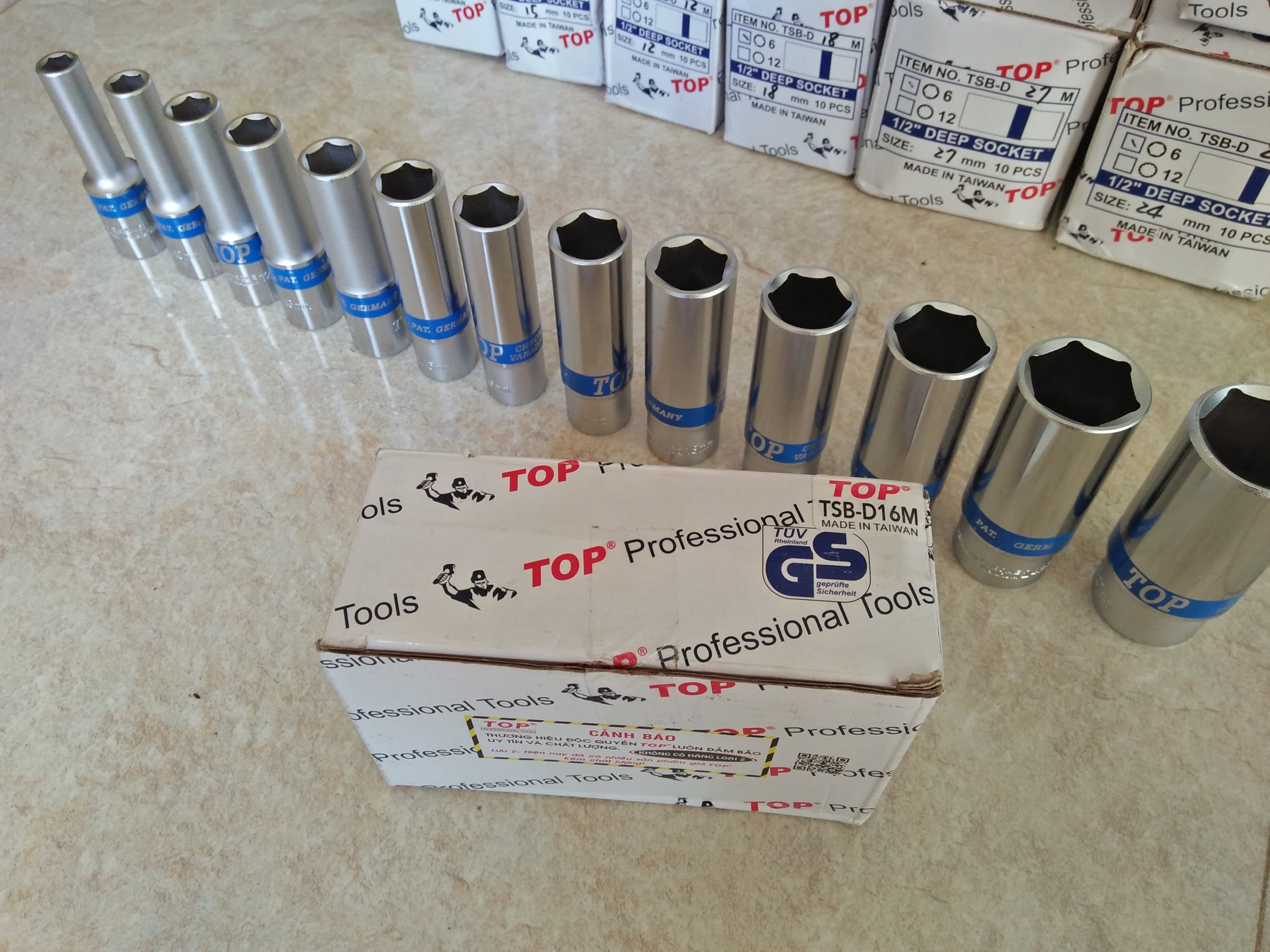 Com bo 10 chiếc khẩu dài 1/2 8,10,12,13,14,15,16,17,18,19mm siêu bền