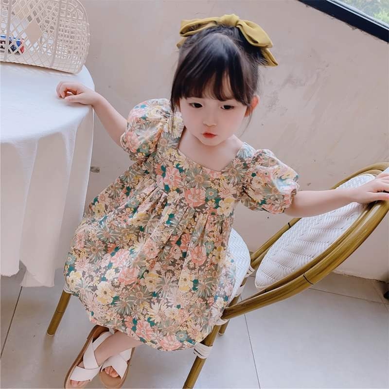 váy hoa nơ lưng cho bé gái