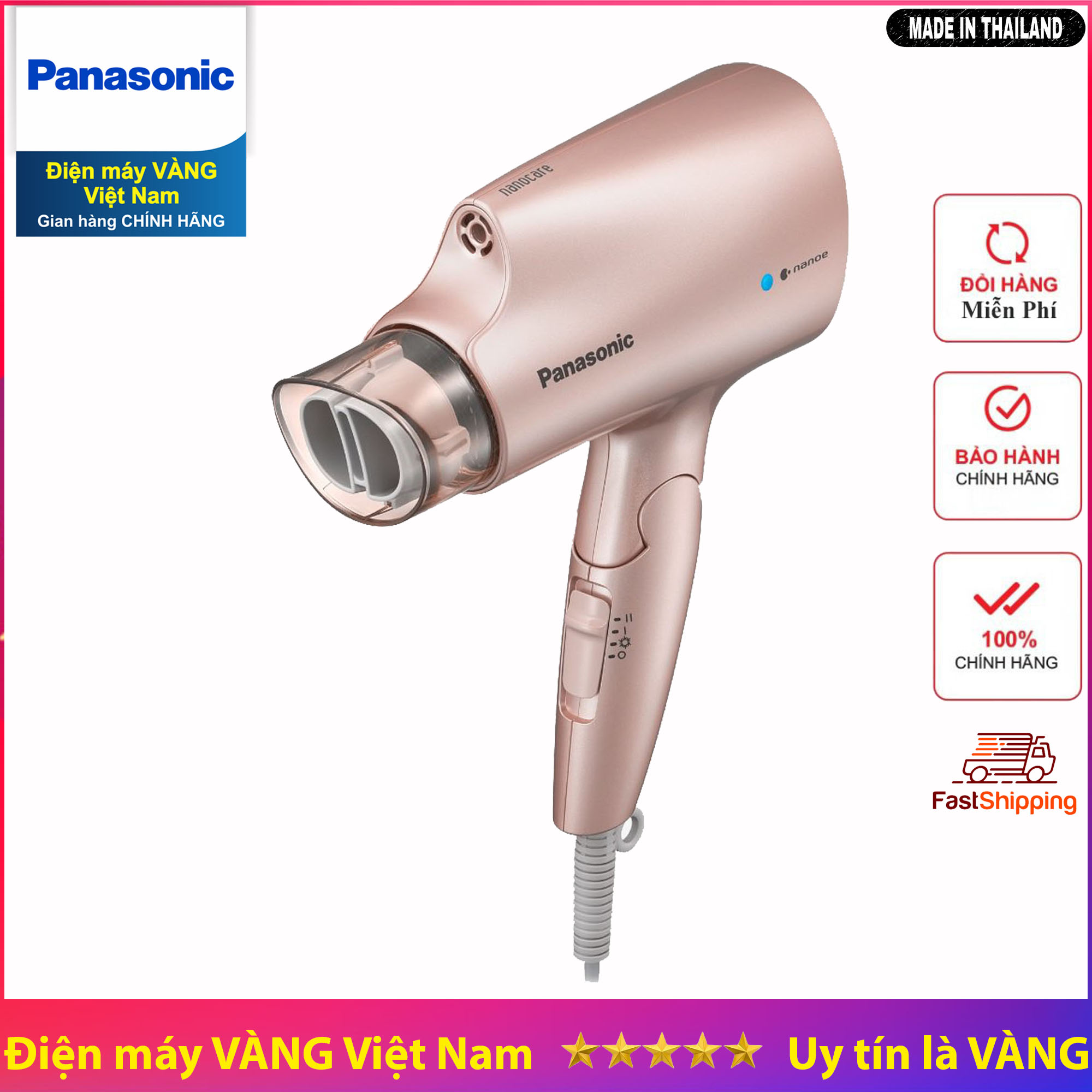 Máy sấy tóc công nghệ Nanoe bảo vệ tóc Panasonic EH-NA27PN645