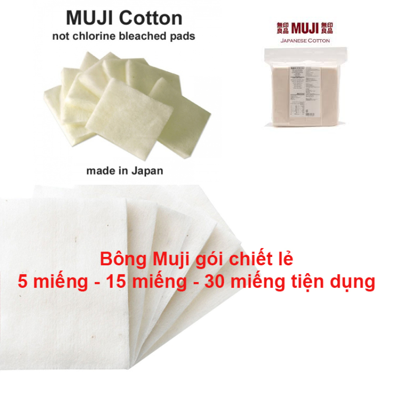 Bông tẩy trang hữu cơ Muji Nhật Bản tách lớp chiết lẻ tiện lợi