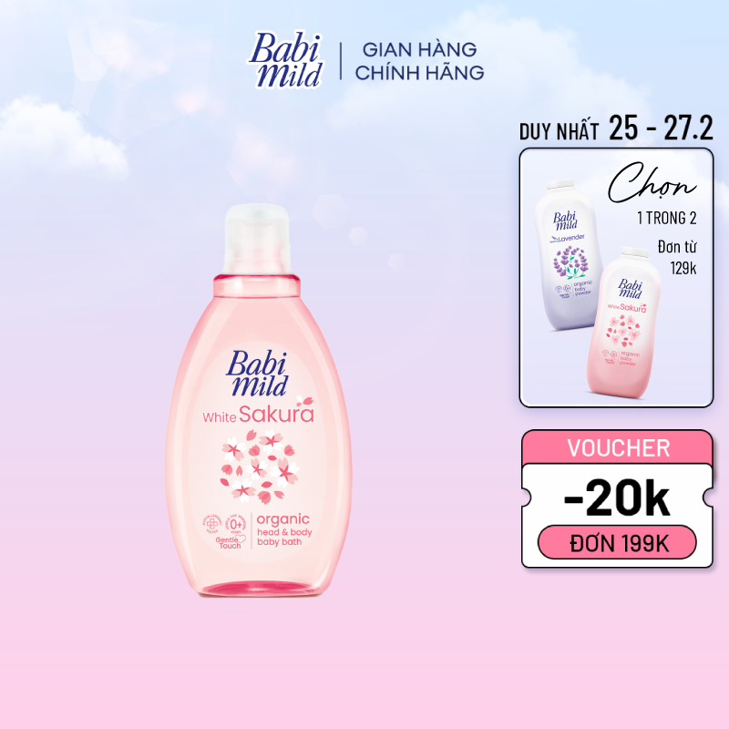 Sữa Tắm Gội Trẻ Em Babi Mild White Sakura 180ML