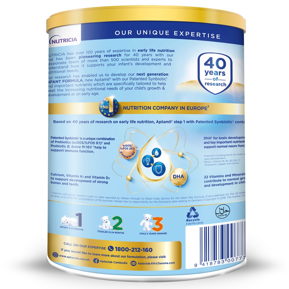 Sản phẩm dinh dưỡng Aptamil 1 Infant Formula, 0-12 tháng, 900g