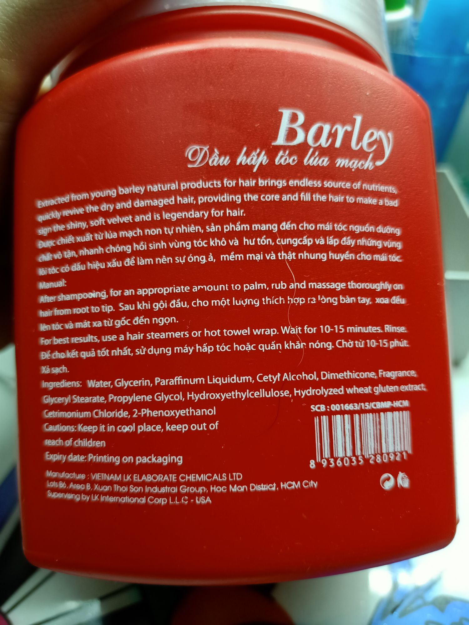 [HCM]Dầu hấp tóc lúa mạch Barley 1000ml +tặng nón ủ tóc