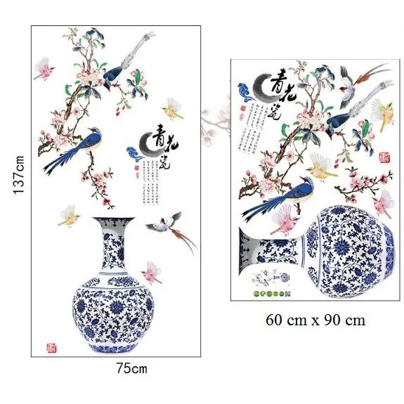 DECAL DÁN TƯỜNG BÌNH HOA PHONG THỦY 5