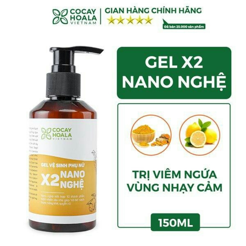 Dung dịch vệ sinh x2 nano Nghệ cocayhoala hồng, se khít, hết viêm ngứa hiệu quả 150ml giá rẻ