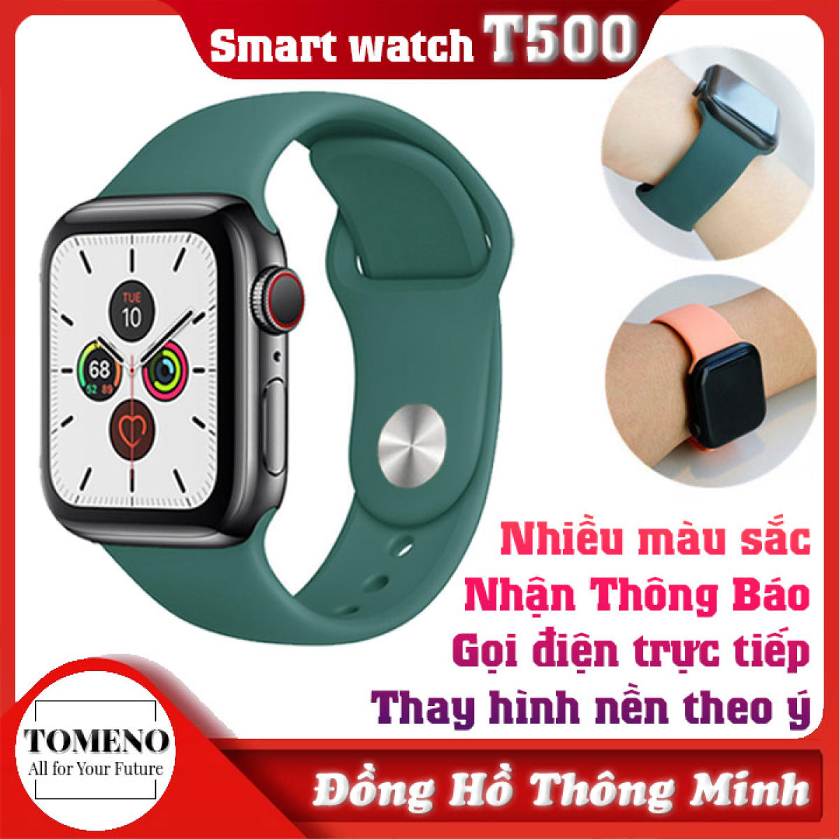 Đồng hồ thông minh T500 - SMART WATCH SERIES 5 T500 - Thay Hình Nền Theo Ý Muốn - Gọi điện nghe nhạc trực tiếp - Thông báo tin nhắn - Giao diện 100% Tiếng Việt - Kết nối dễ dàng - Đồng hồ nữ - Đồng hồ nam