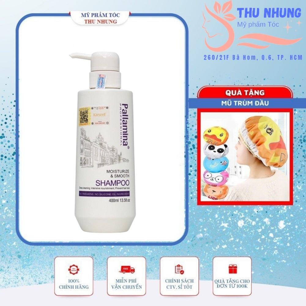 [+Tặng mũ trùm][HCM]Dầu gội Pallamina Collagen Keratin Moisturize & Smooth phục hồi siêu mượt tóc cao cấp 400ml