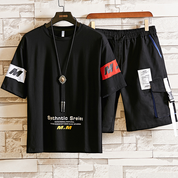 [ Voucher Giảm 50% ] Bộ Quần Áo Thun Nam Thời Trang Mùa Hè Họa Tiết MM Quần Phối Dây Phong Cách Hàn Quốc Trẻ Trung Sành Điệu Shiny Sunday MEN QA 039