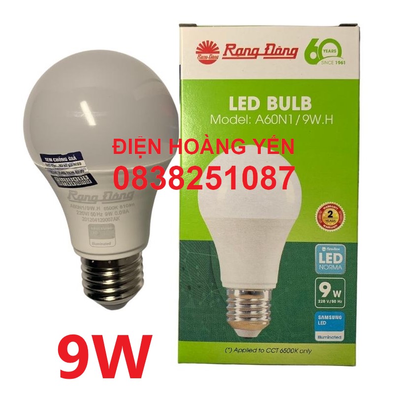 [HCM]Bóng đèn led búp RẠNG ĐÔNG 9W Model A60N1/9W