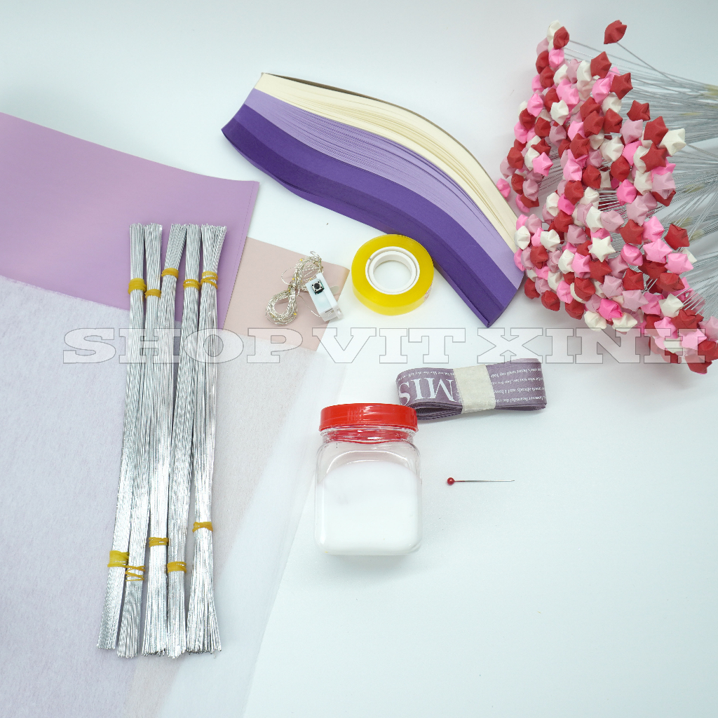 Set Nguyên Liệu Làm Bó Hoa Sao 520 Bông