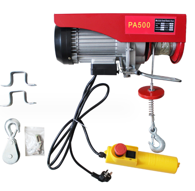 Tời điện 220v, máy tời treo pa500 cáp dài 12m - 20m móc đôi