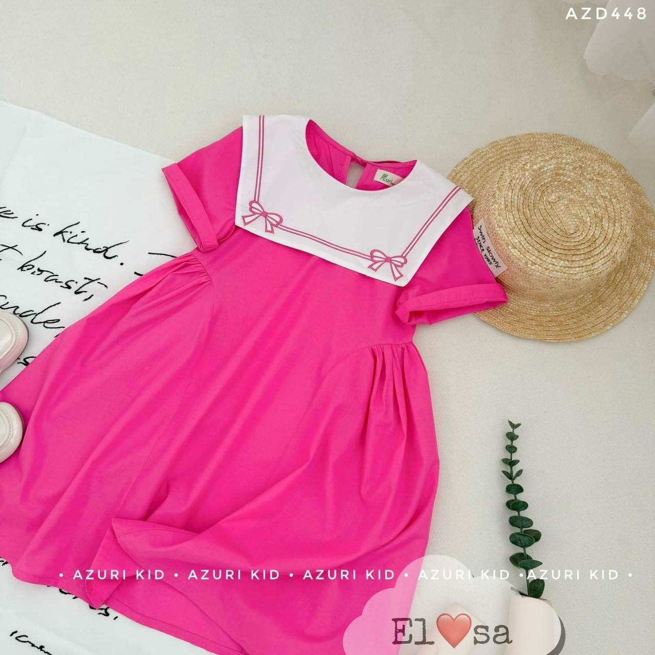 VBG--VÁY CỔ VUÔNG ĐỎ -HỒNG NHÚM EO(8-30KG)annakids