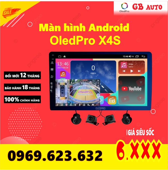 Màn hình dvd android ô tô oledpro x4s 9inch tích hợp camera 360 9 inch ram 3-32 chip 8 nhân . lắp xe ô tô, bh 12 tháng
