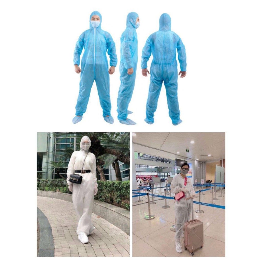 Bộ đồ bảo hộ đi Máy Bay phòng dịch 7 món đóng gói hút chân không