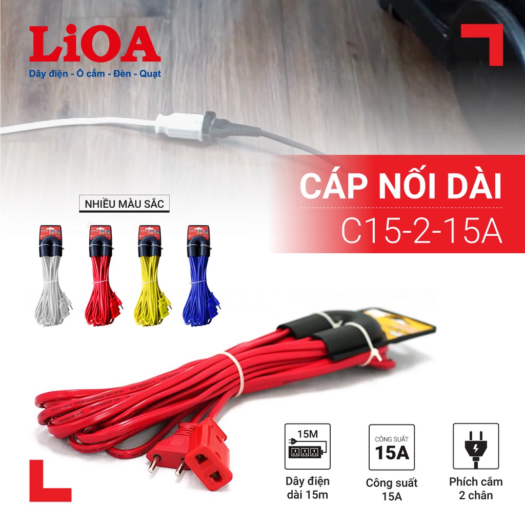 Dây điện nối dài LIOA 2 Lõi 10A C*-2-10A