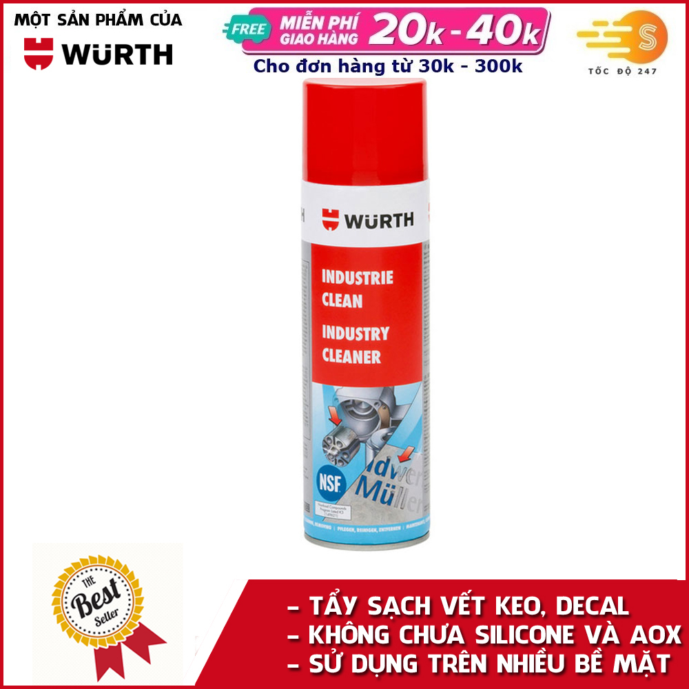 Chai xịt tẩy keo nhãn dán decal chuyên dụng Wurth WU-TK500