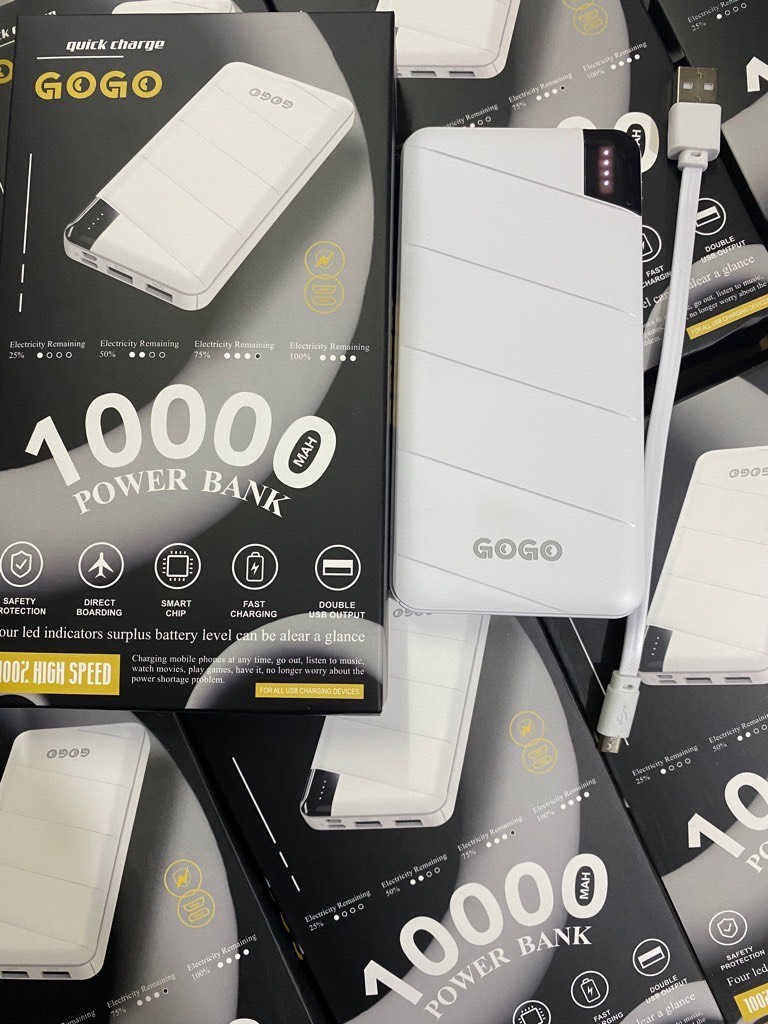 Pin sạc dự phòng Gogo 10.000mah, 2 cổng sạc nhanh và sạc chậm
