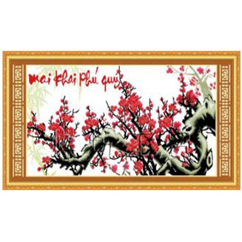 Tranh thêu chữ thập Mai Khai Phú Quý LV3245 Kích thước 89cmx48cm